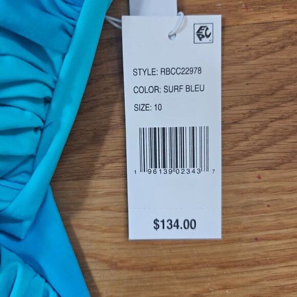 Bleu By Rod Beattie Shirred Underwire One-piece Swimsuit - Surf Bleu Size 10 - Picture 11 of 13